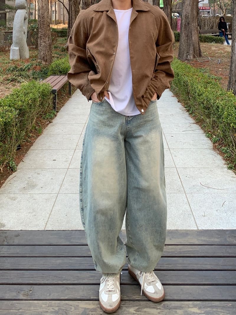 Open Collar Suede Jacket