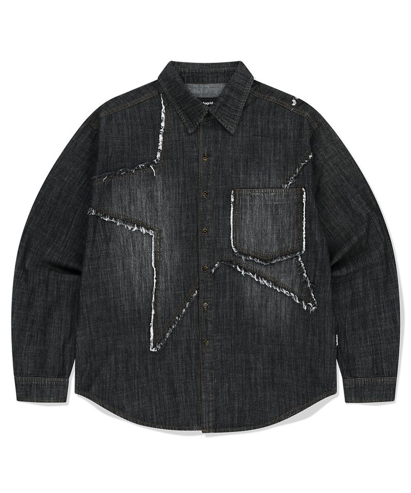 mahagrid（マハグリッド）の「STAR RAW CUT DENIM SHIRT（Tops）」