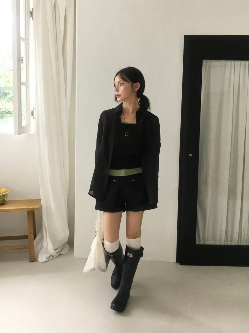 Airy Shell See-Through Shirt (7c)