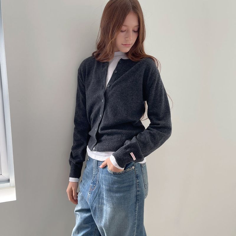Rolling Knit Cardigan _Deep Charcoal