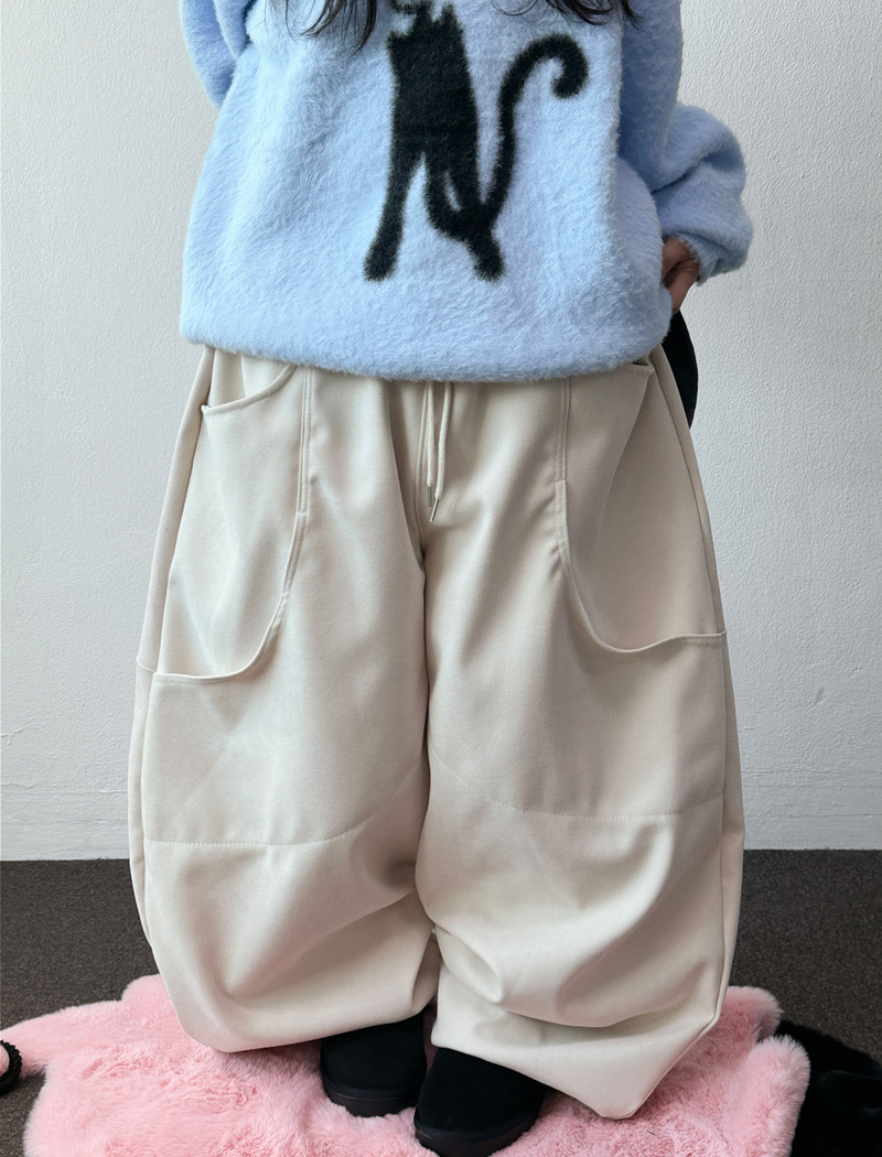 Doing Two-Pocket Fleece Balloon Wide Pants 🖤🤎 4COLOR