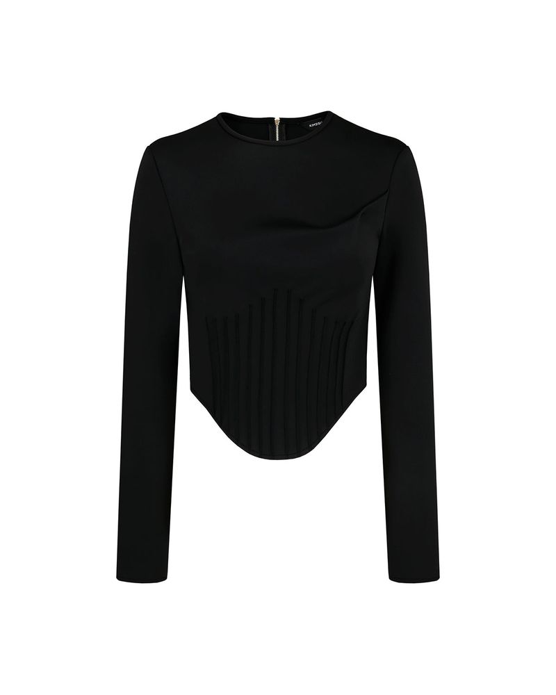 Pintuck Jersey Top _ Black