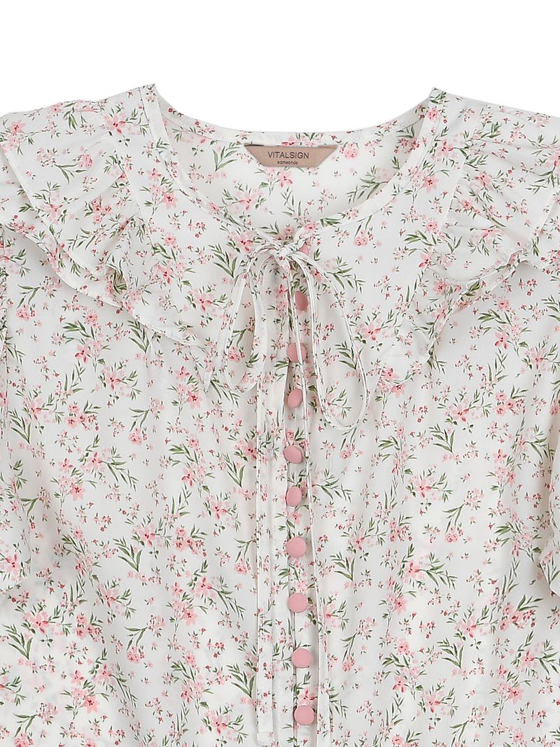 Floral Frill Pink Button Blouse