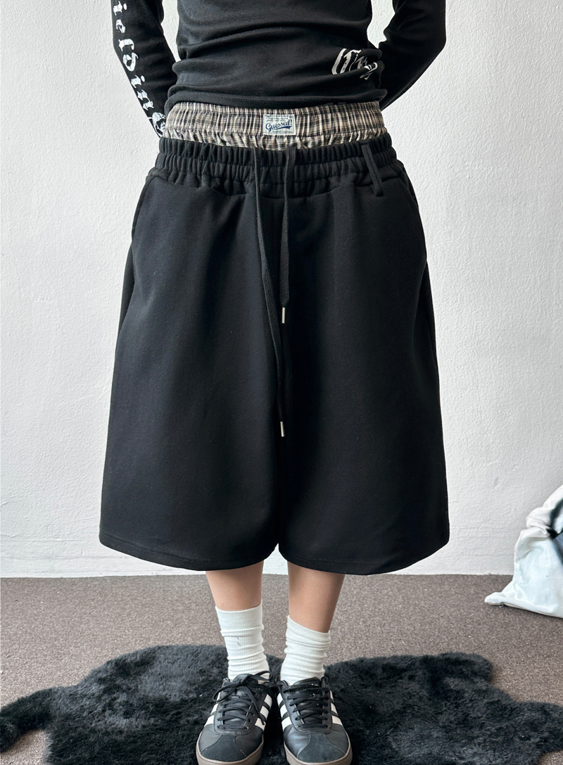 Squarebee Patch Layered Belt Bermuda Shorts 2color