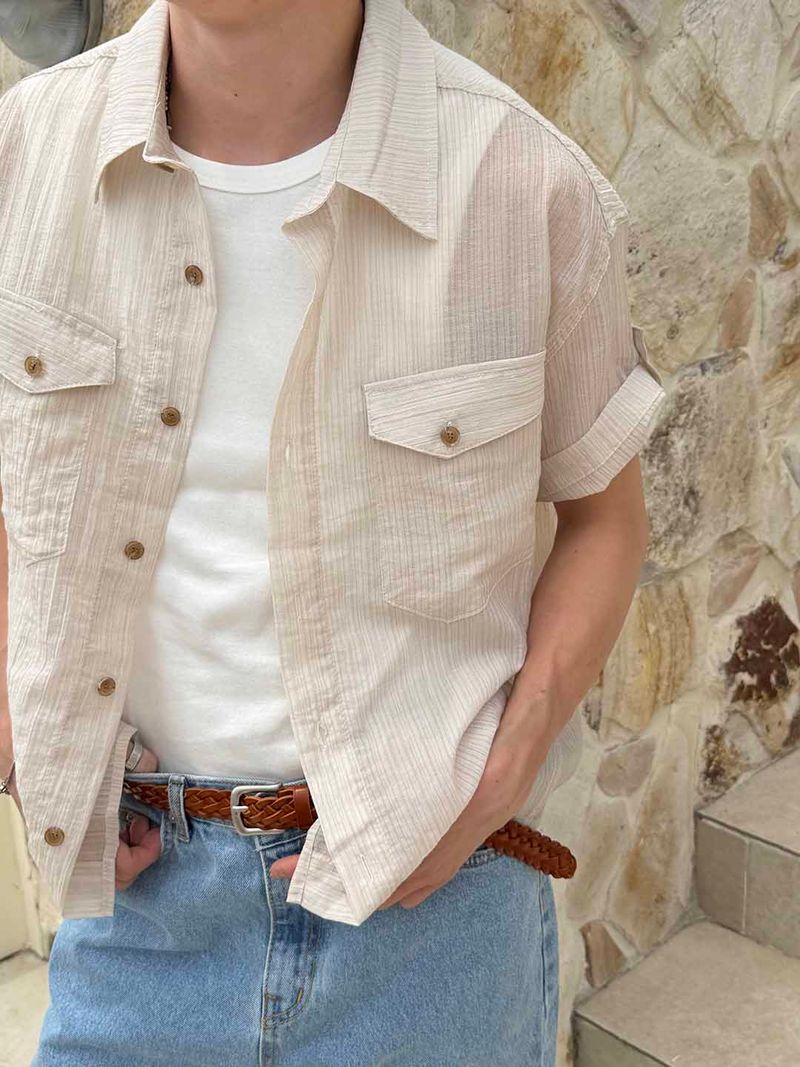 エッセンシャル クーリング ロールアップ クロップシャツ(3color)