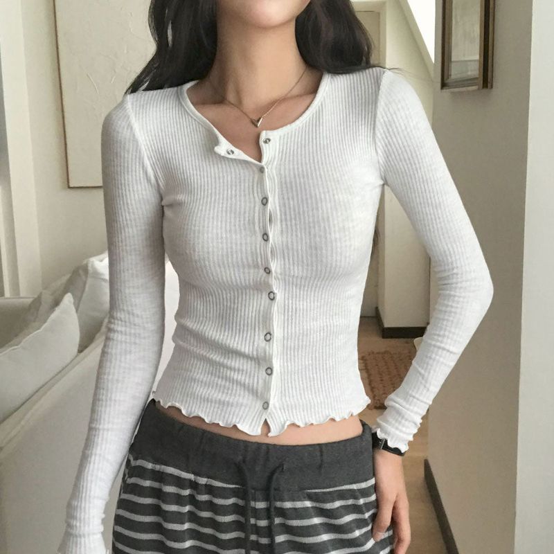Slim Button Long Sleeve Cardigan