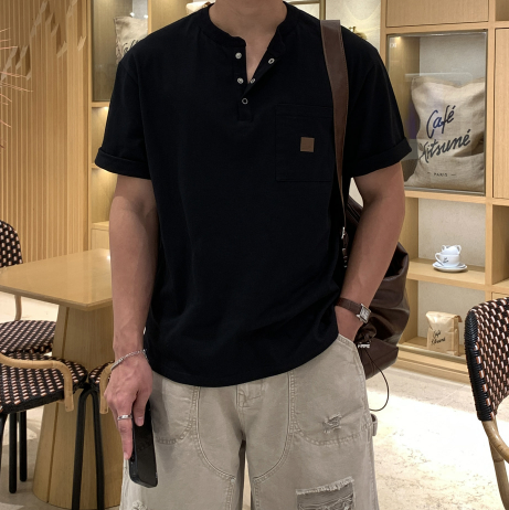 セイント パッチ プロンボタン ヘンリーネック ショートスリーブ