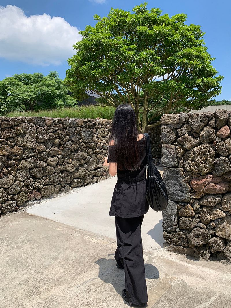 [MADE] Kaen Nylon Layered Skirt Banding Pants