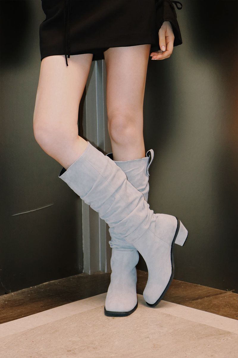 BLURRY WRINKLE LONG BOOTS_3COLORS