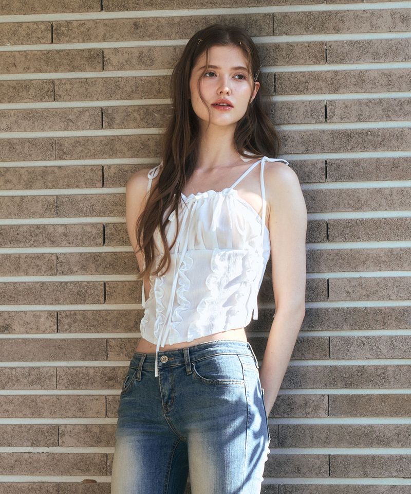 REVE CORSET SMOCKED TOP / WHITE