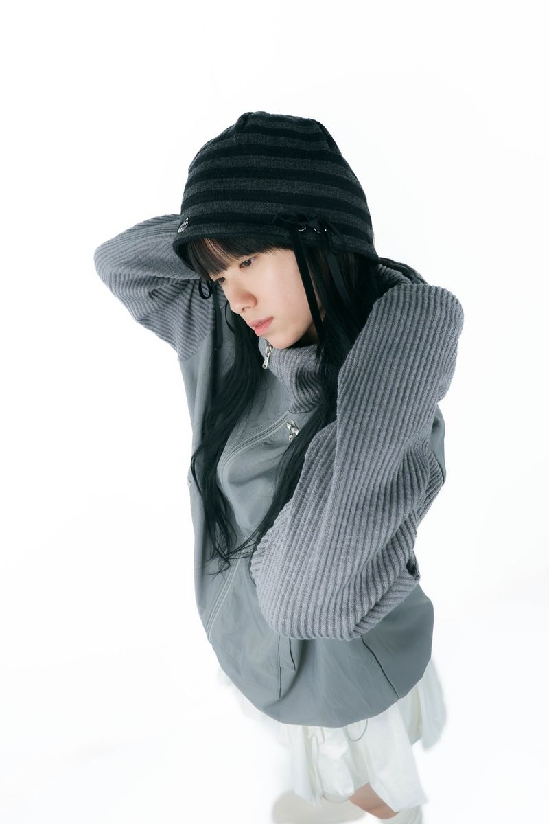 studs nylon knitzip hoodie(gray)