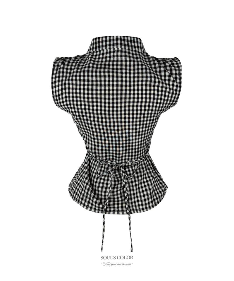 Selly ribbon check blouse