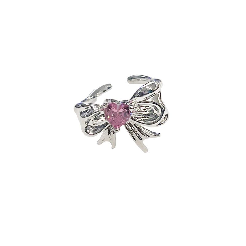 Pink heart Ribbon Ring