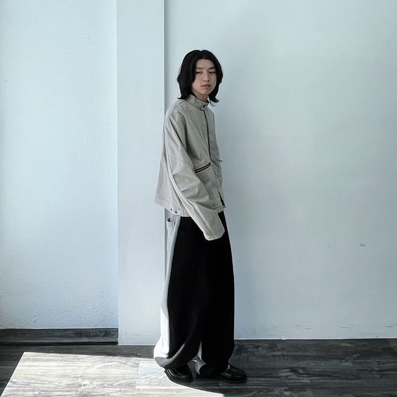 Waffle Knit Double-Zip Button Detail Hooded Jacket