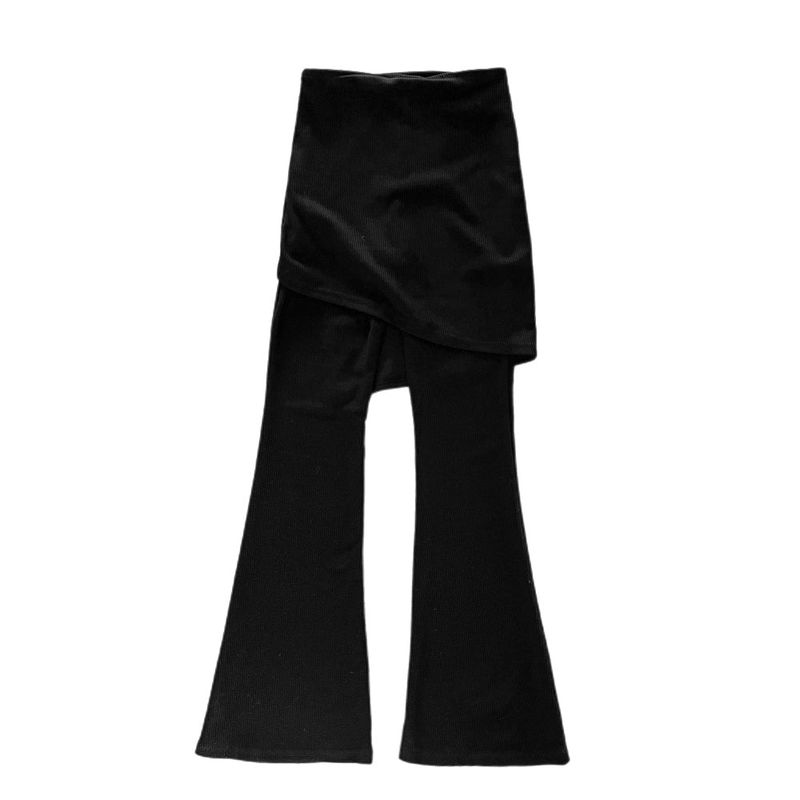 Sway Unbalanced Wrap Button Ribbed Bootcut Pants