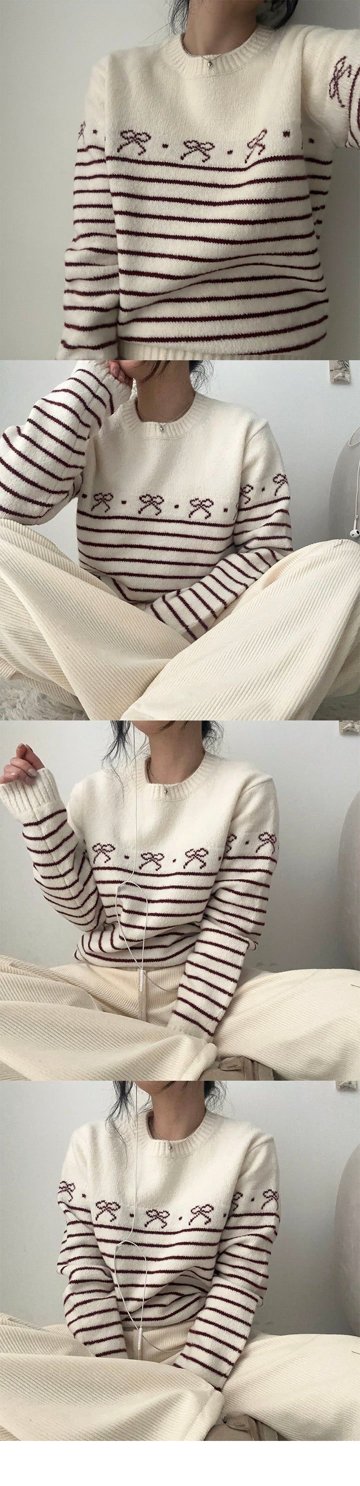 Poch Stripe Ribbon Round Knitwear