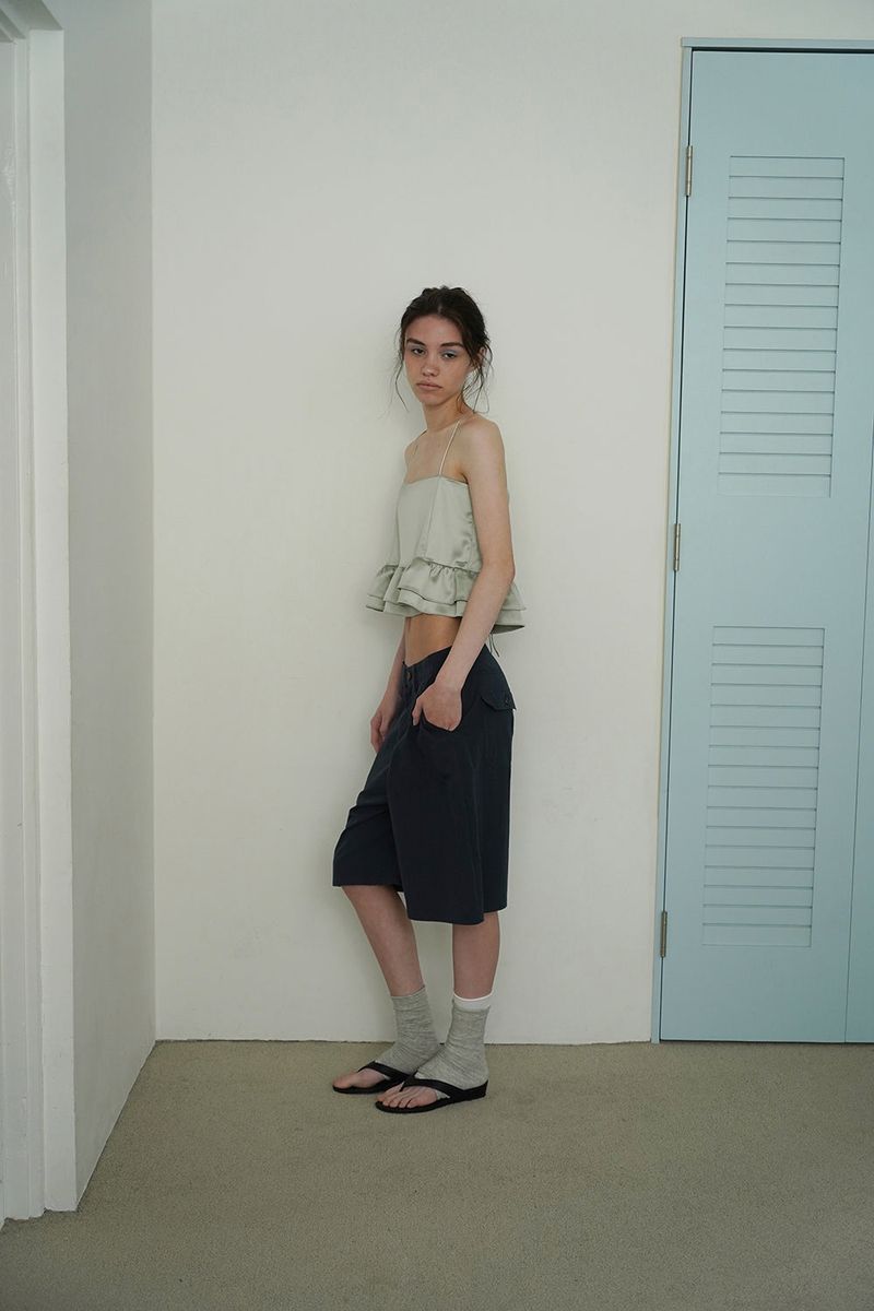 Bow bermuda pants_navy
