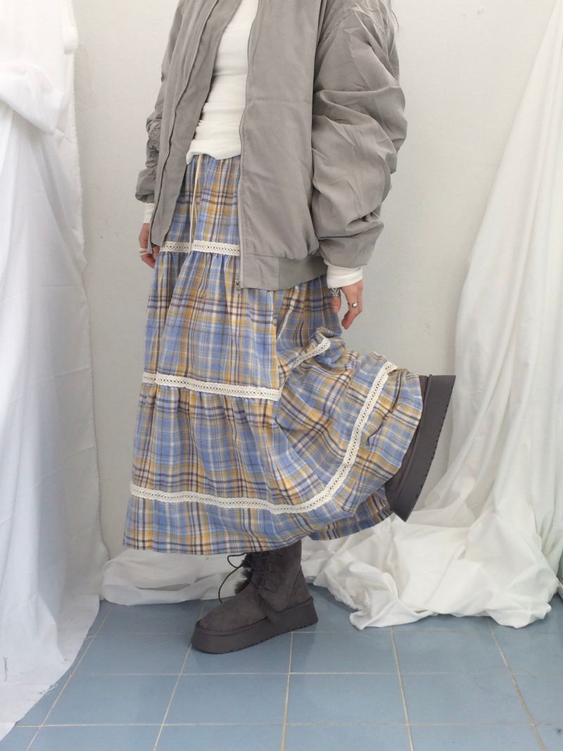 Hazel latte checkered skirt