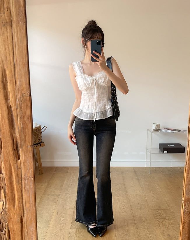 Seize Back Pocket Slim Bootcut Denim Pants