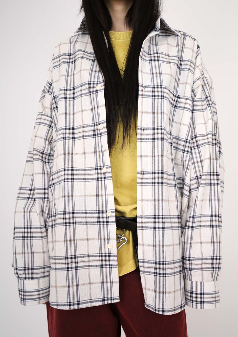 (UNISEX)Nerdy Oversized Checkered Shirt