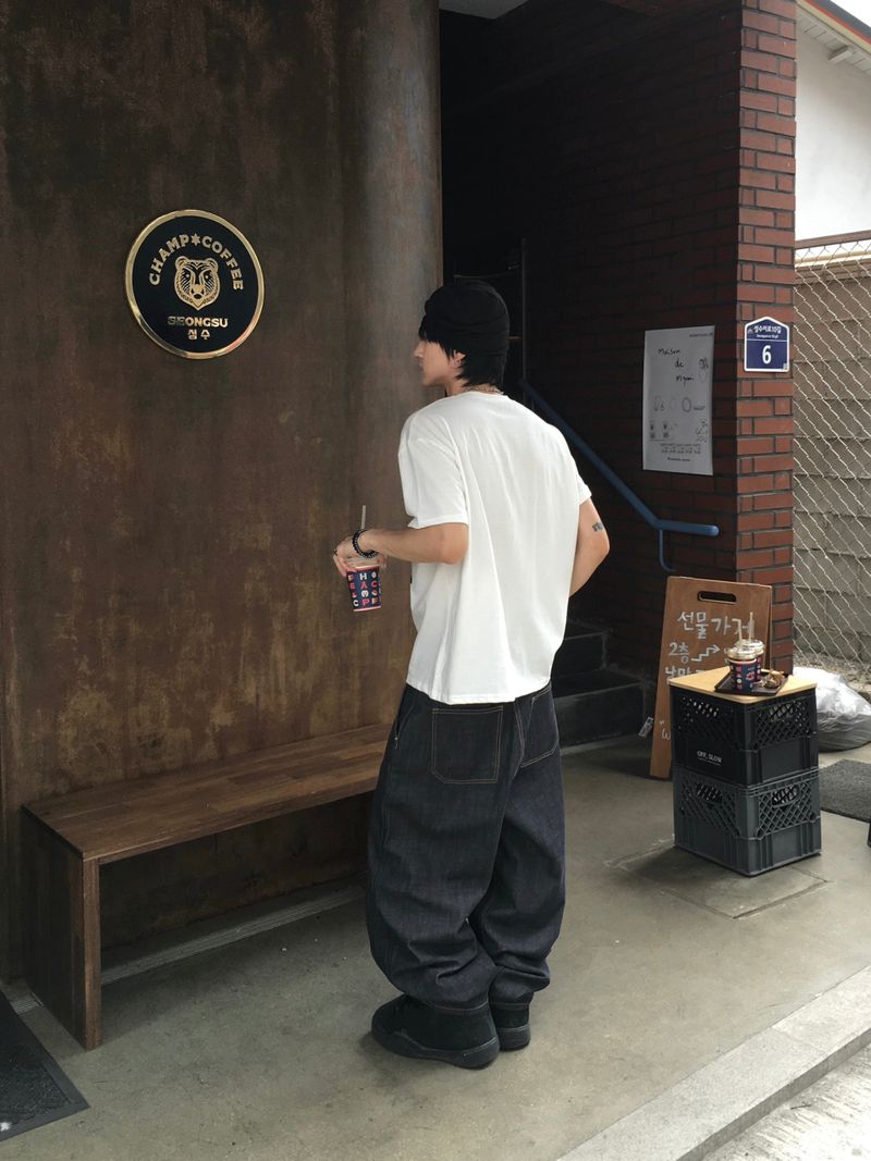 Jeff One Pleat Raw Wide Denim Pants