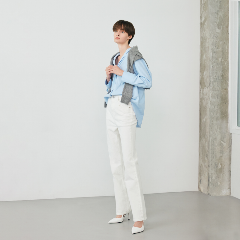 Cotton Straight Denim White - YS391