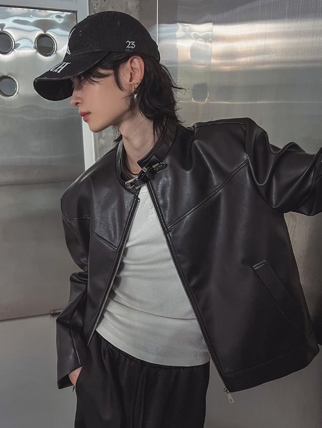 Kent western buckle leather jacket