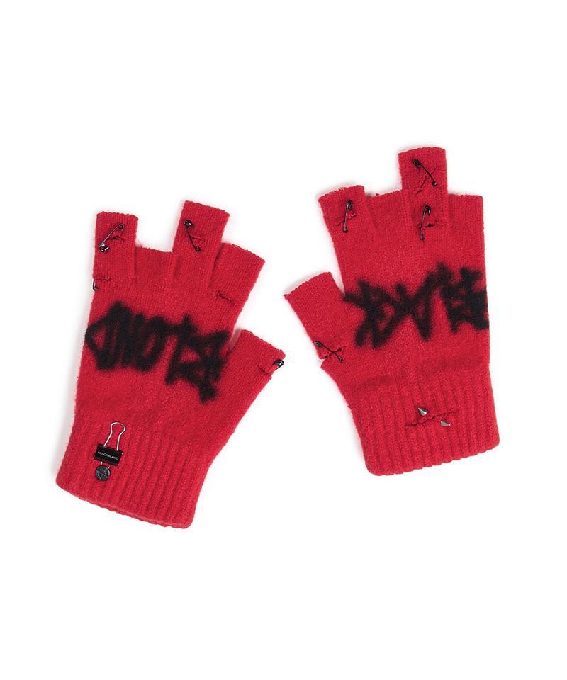 BLACKBLOND（ブラックブロンド）の「BBD Graffiti Logo Ripped Hand Warmer Gloves (Red)（Fashion Accessories）」
