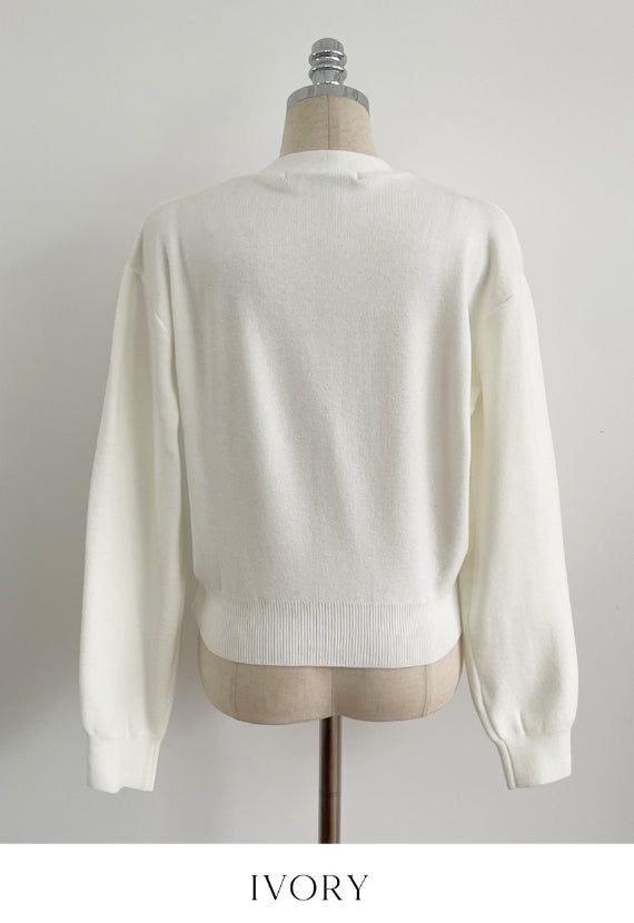 Lensi V-neck basic knit cardigan