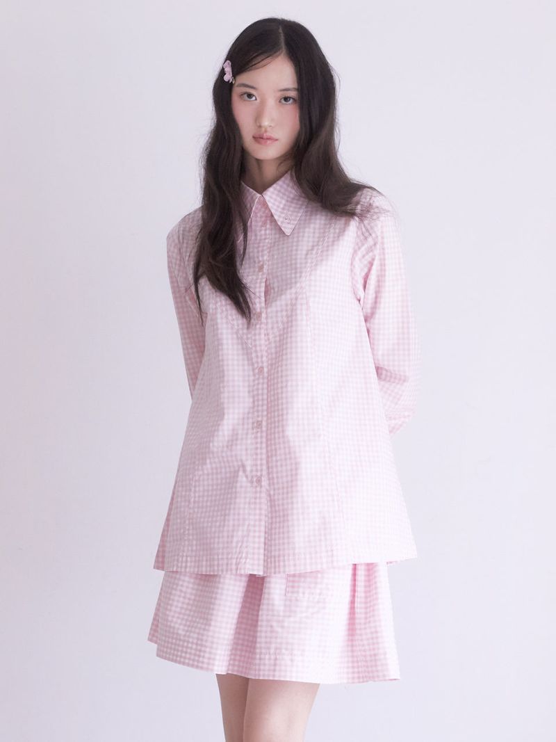 Innermuseum（インナーミュージアム）の「Classic flare-lined shirt (GINGHAMCHECK)（Tops）」