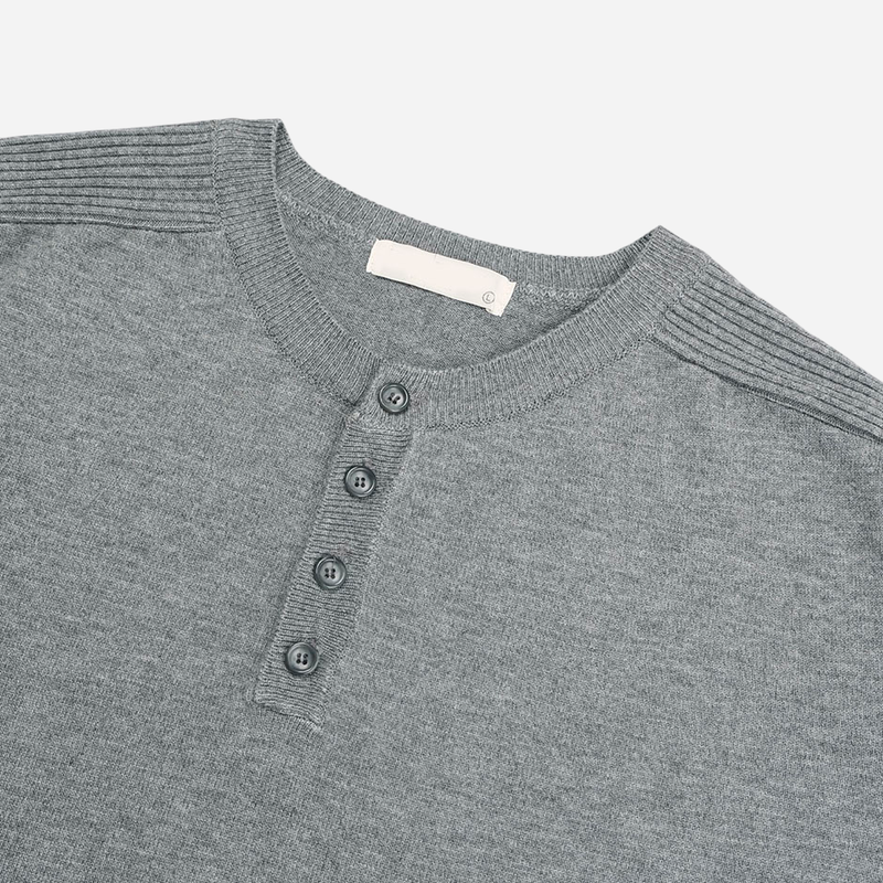 Needle Henley Neck Short Sleeve Knit
