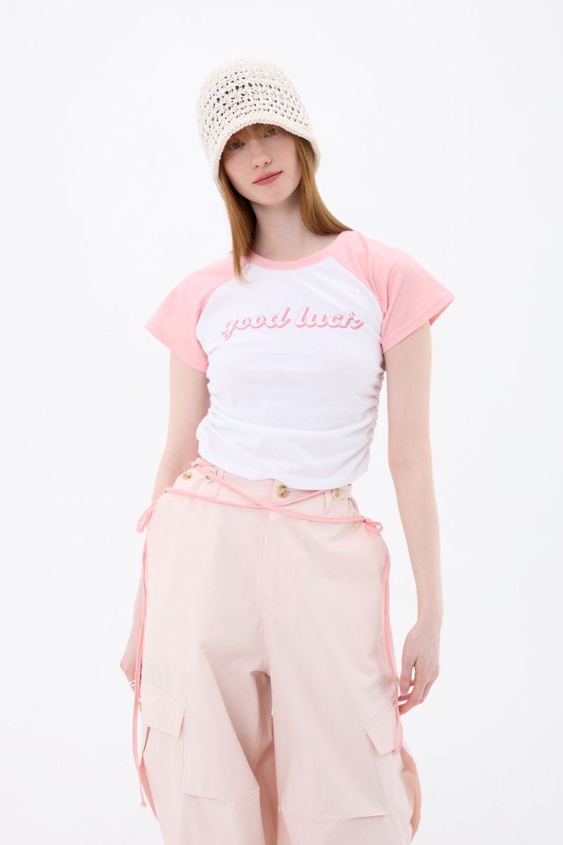 GOOD LUCK LOGO T-SHIRT / PINK