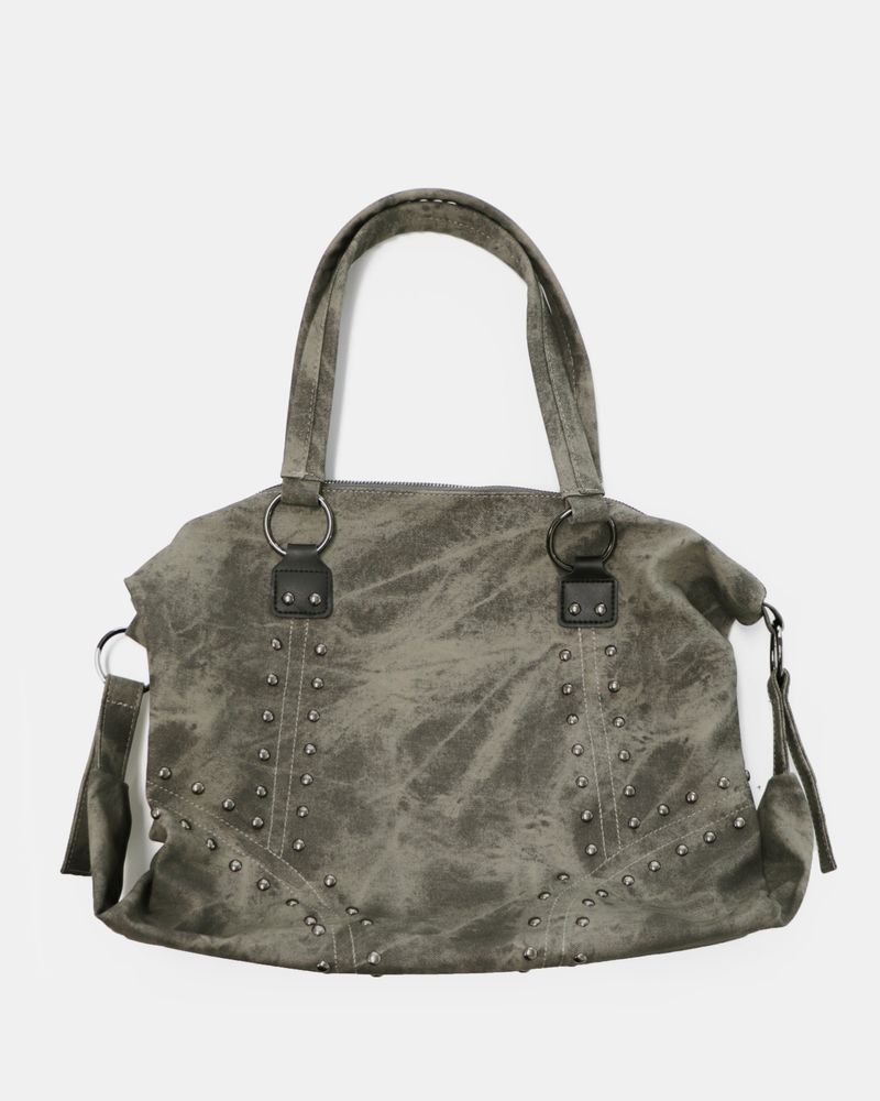 Nora Leather Studded Big Shoulder Bag