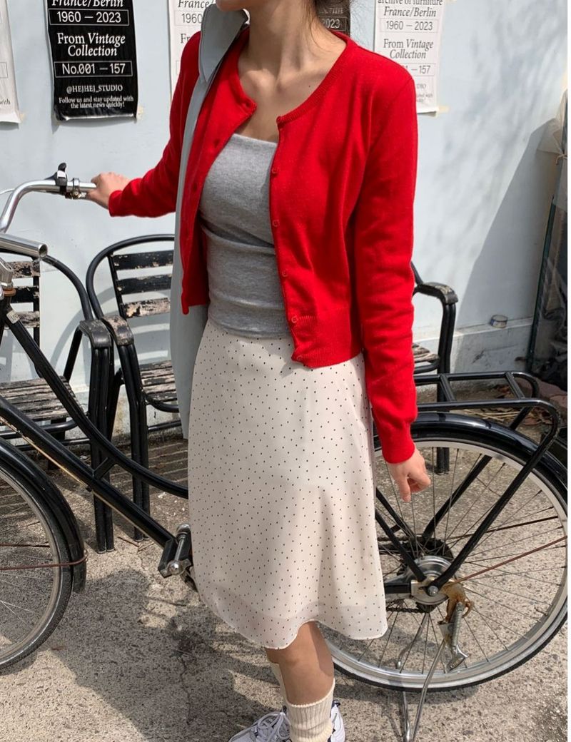 fine dot midi skirt