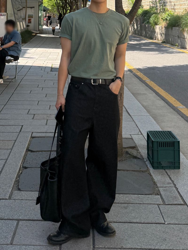 Nonfade pocket stitch denim pants