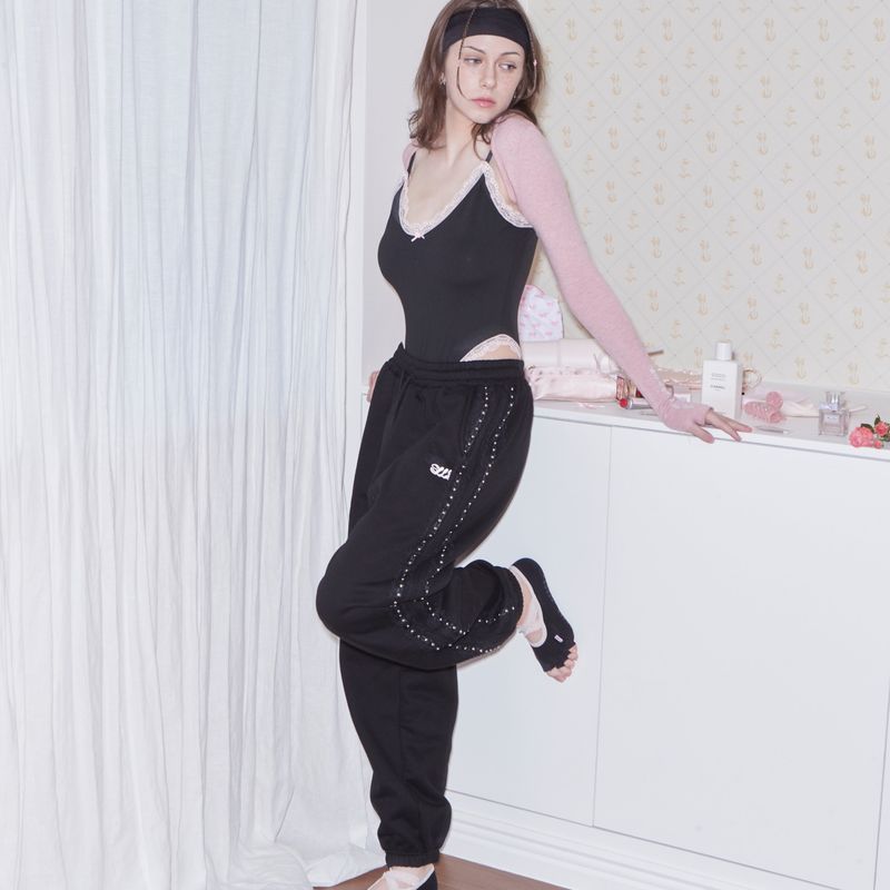 sweatsweet（スウェットスイート）の「LACE STUD JOGGER PANTS - BLACK（Pants）」