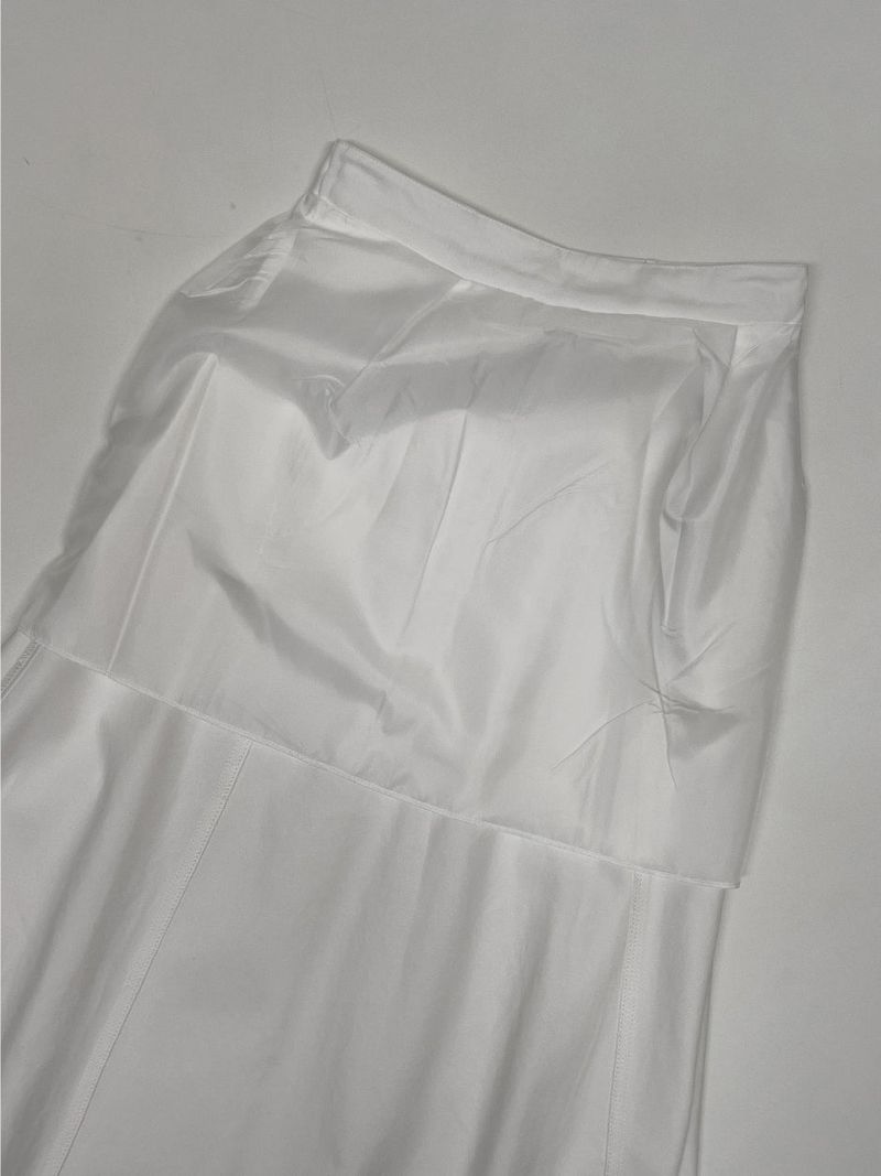 Stitched Cotton Flare Long Skirt