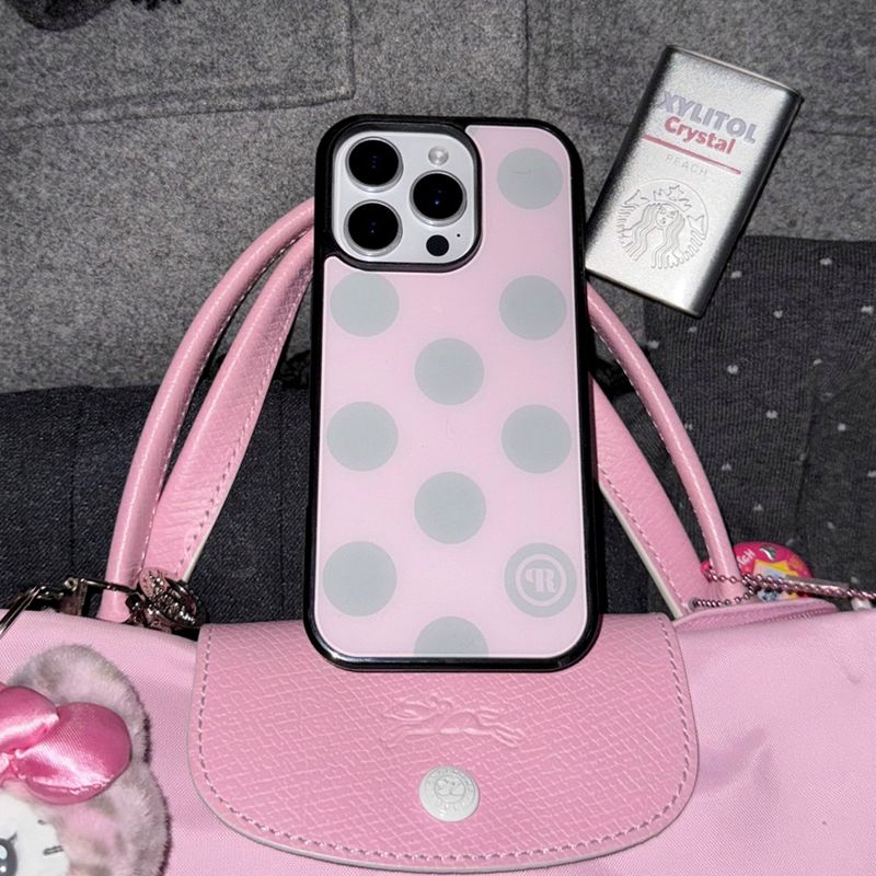 [MADE] L dot. (pinkgray) glass bumper iPhone case