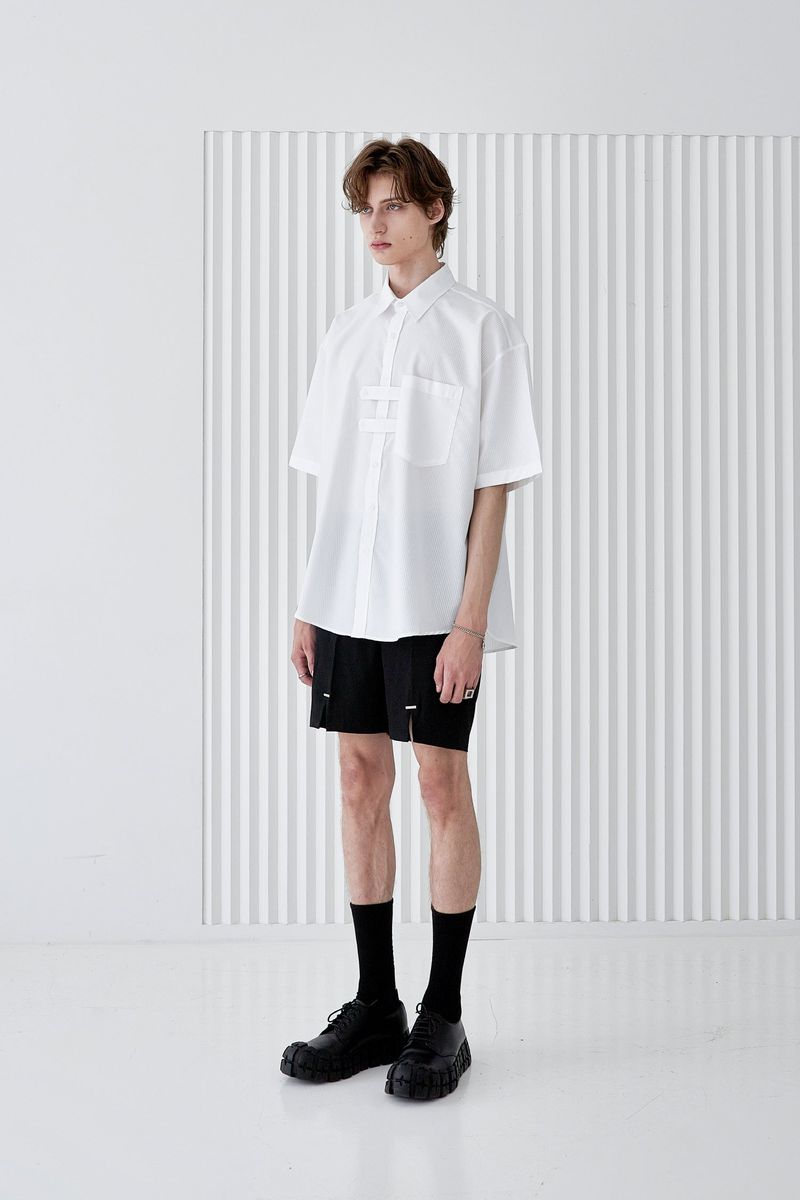 DOBLE HOLDER STRIPE HALF SHIRT WHITE