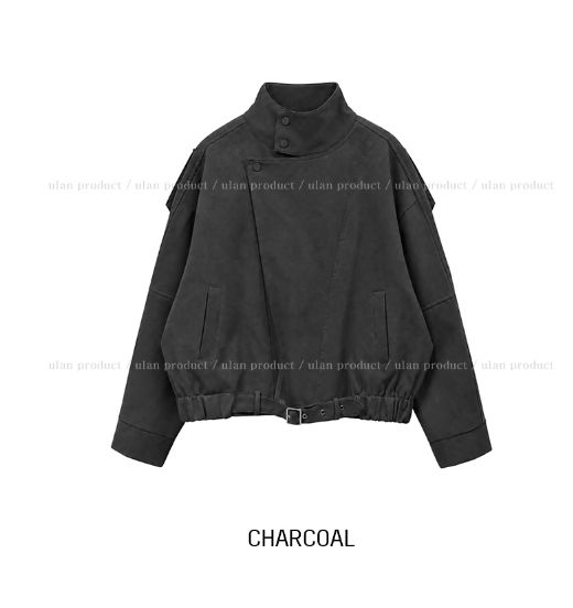 Senan Unbalance High-Neck Belted Jacket
