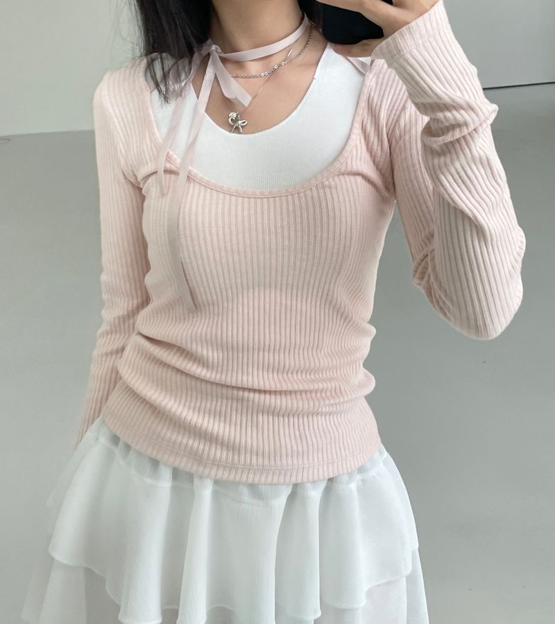 layered ribbed sleeveless
