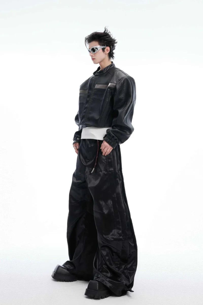 Deconstructed Patchwork Short Leather Jacket