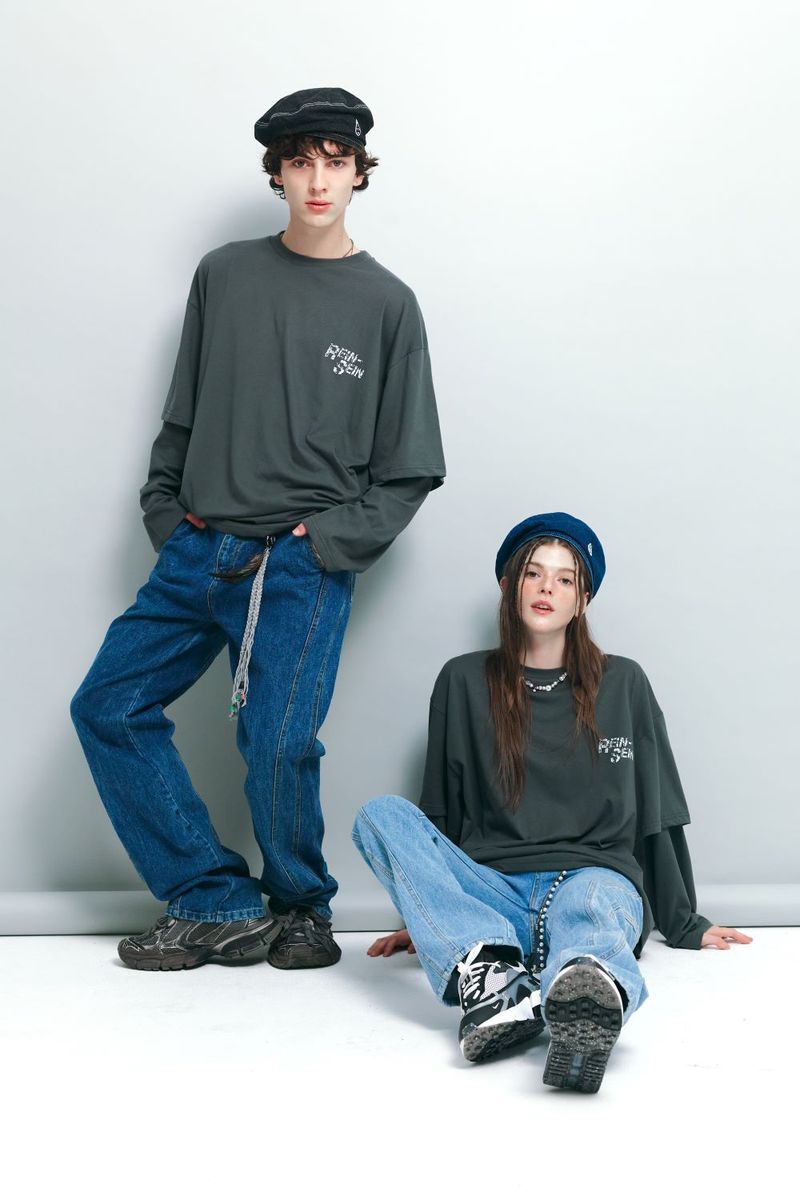 P:ReinSein（レインセイン）の「Charcoal vintage rock layered t-shirts（Tops）」