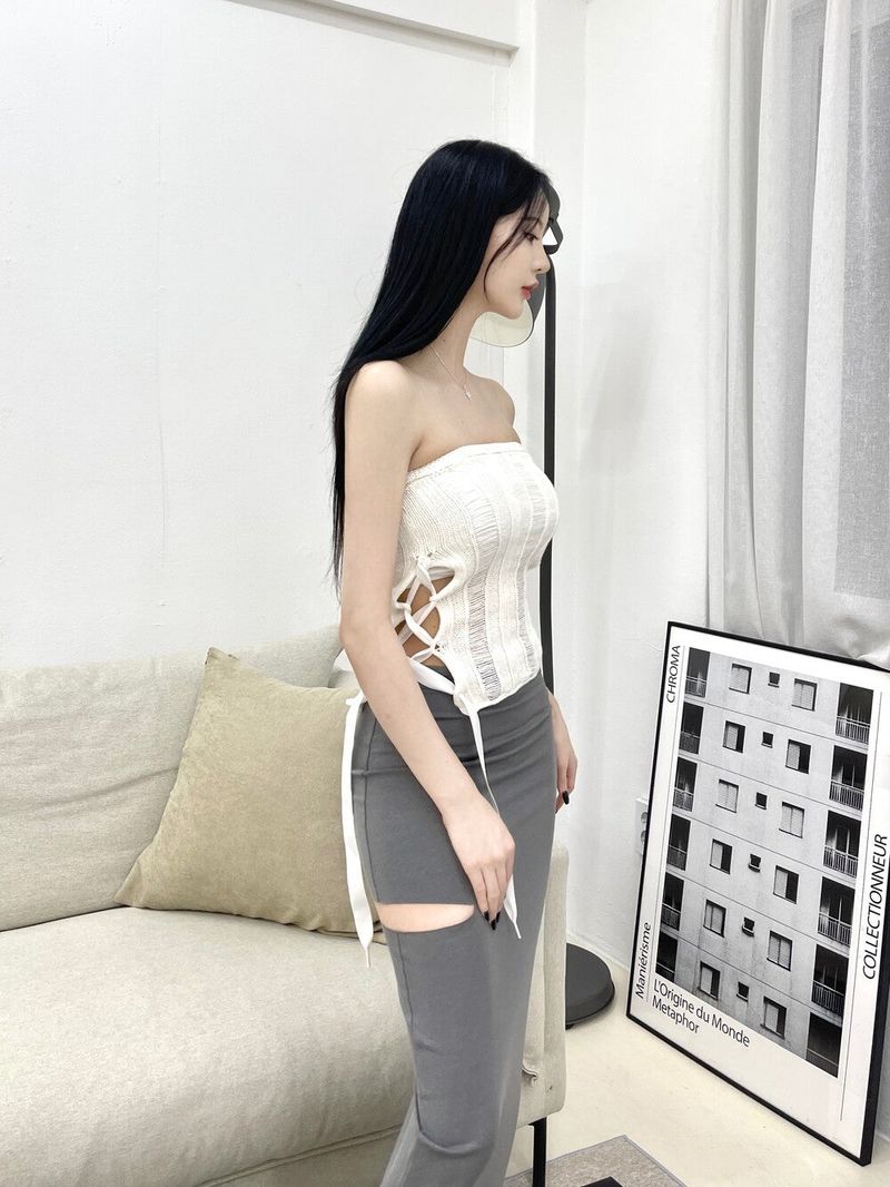 772. Strap slit maxy long sk (2color)