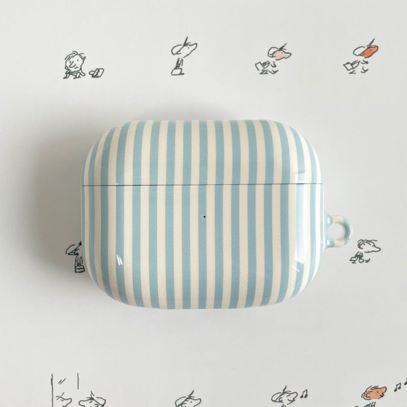 creamy blue glossy hard airpods case