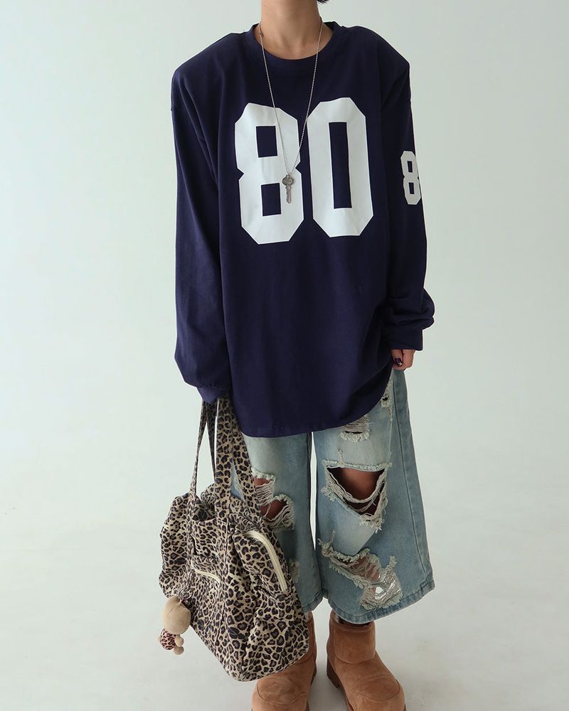 80 Number Oversized Fit Sweatshirt