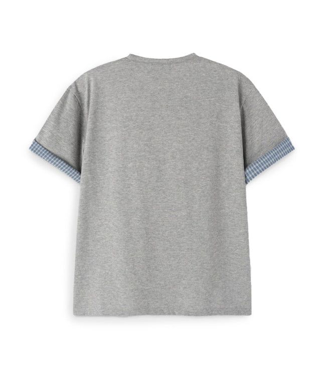 Seren check roll-up short-sleeve tee