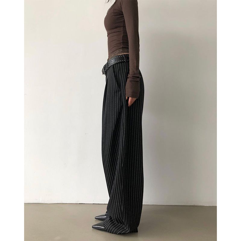 [UNISEX] Stripe Curved Slacks