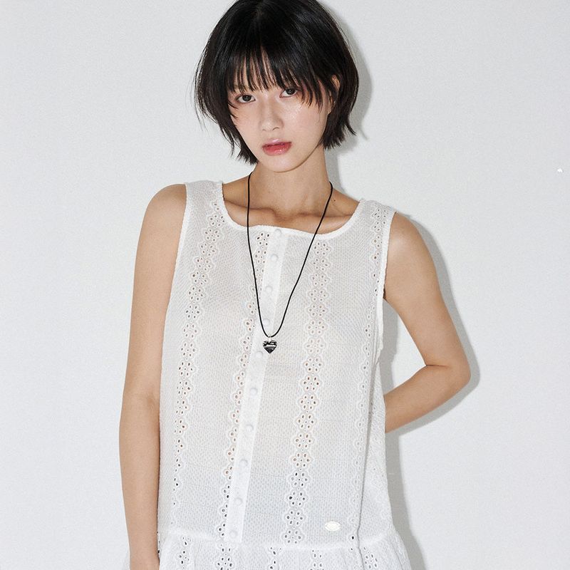 mellotory（メロートリー）の「EYELET EMBROIDERY MINI ONE-PIECE  (White)（Dresses）」