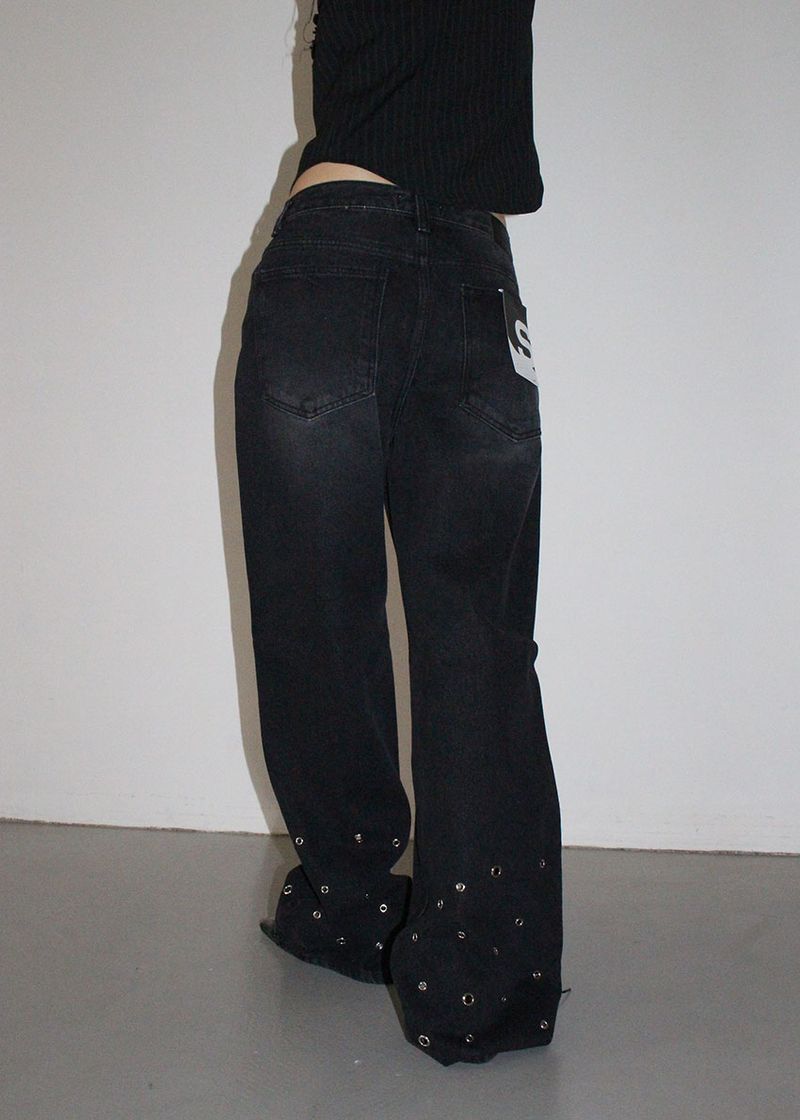 EYELET DENIM PANTS